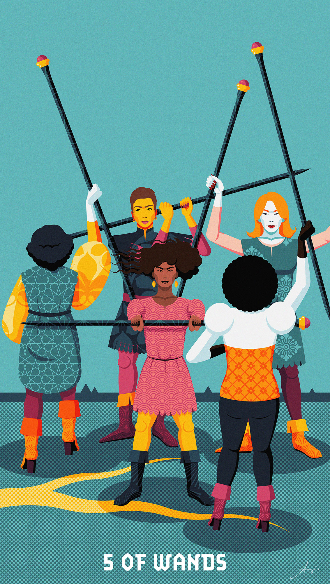 Tarot Deck: 5 of Wands